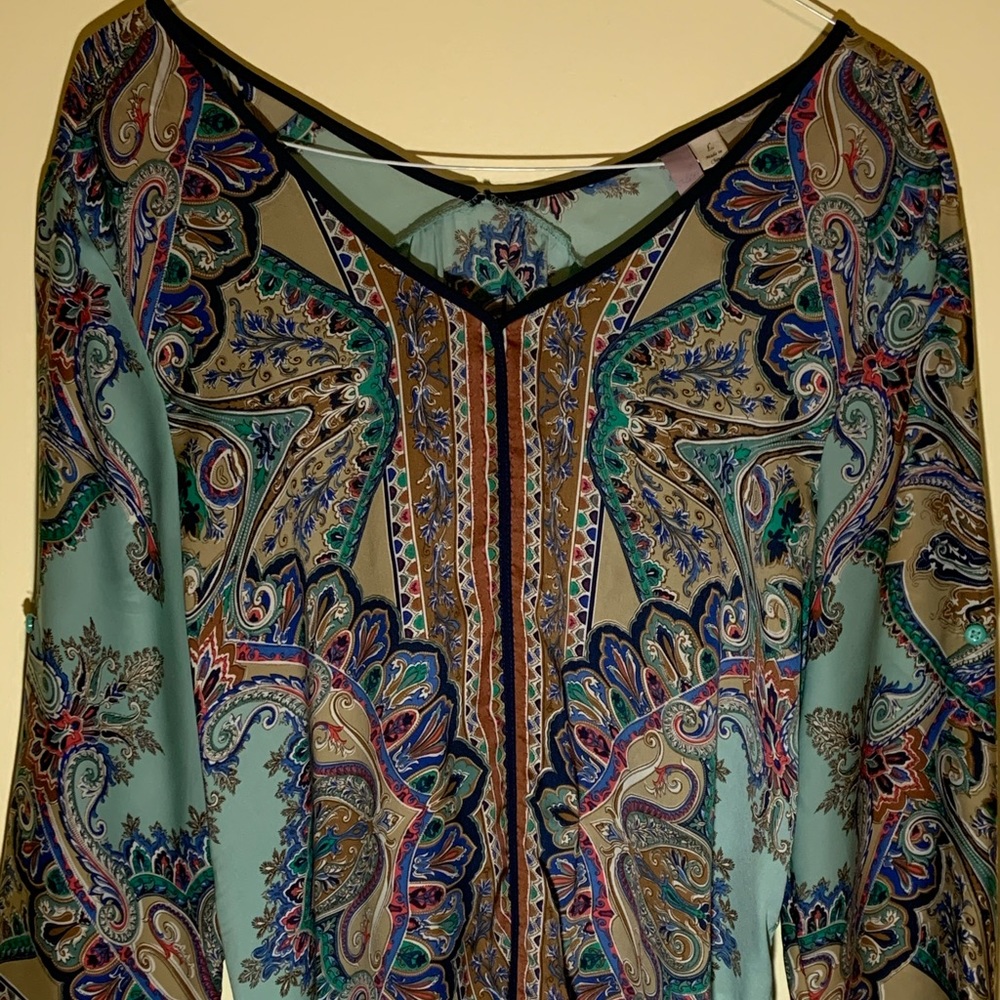 Turquoise long sleeve blouse, lightly worn.